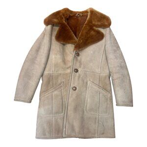 Vintage Men's Beige Sheepskin Coat